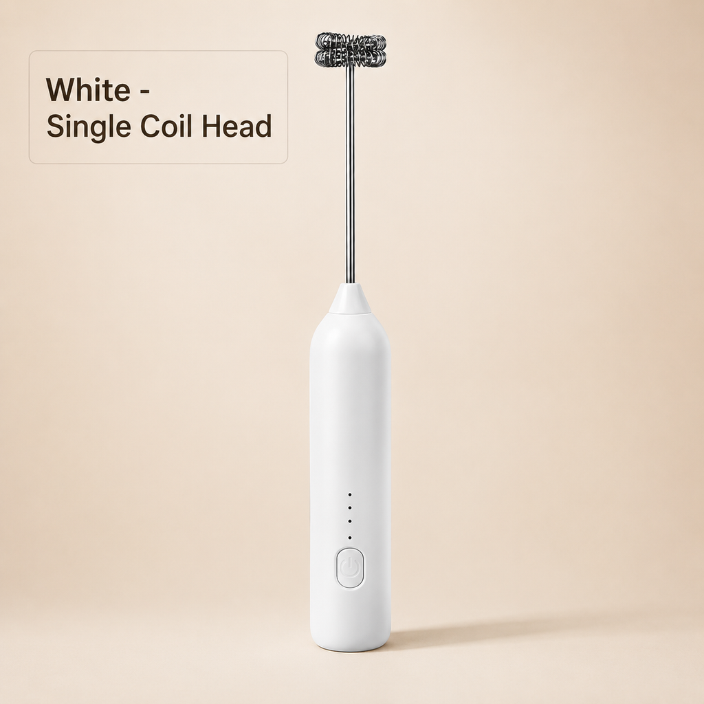 USB Rechargeable Handheld Milk Frother, 3-Speed 3W Electric Coffee Whisk with Single Coil, Balloon Whisk or 2-Head Set