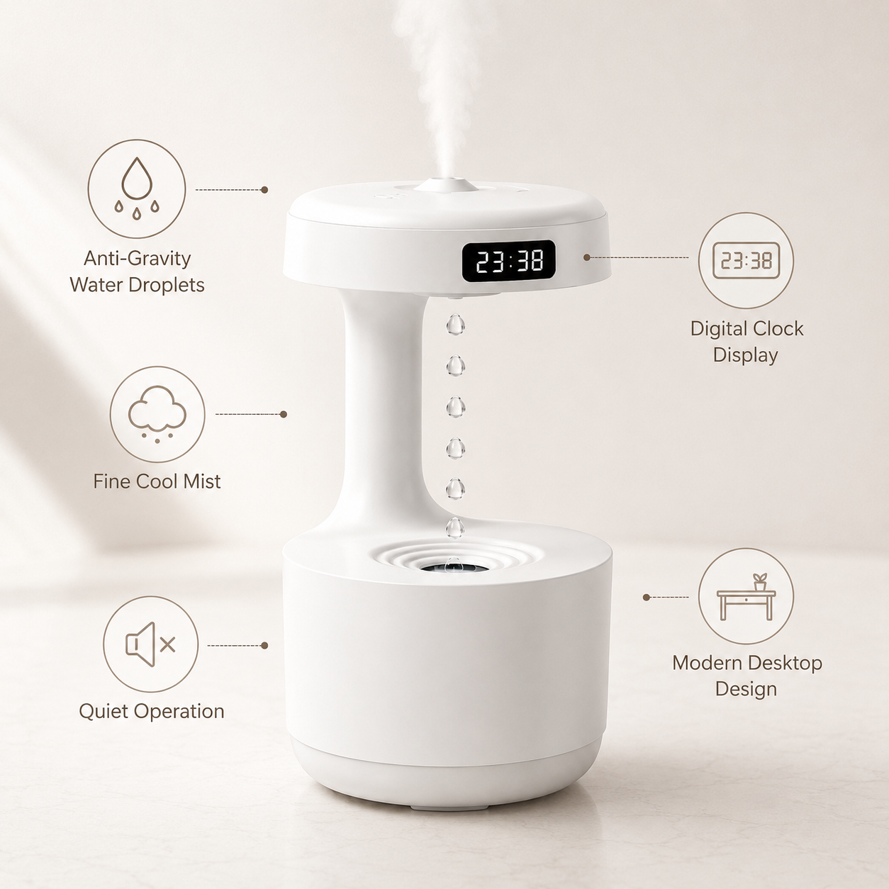 Floating Ultrasonic Cool Mist Humidifier with LED Light