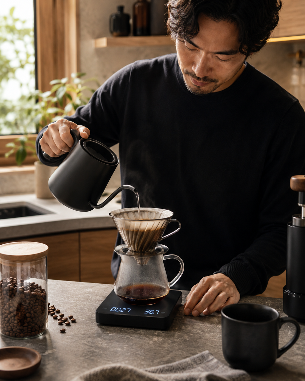 Digital Coffee Scale With Timer, 3kg USB-C Rechargeable Espresso Scale With 0.1g Precision, LED Display And Tare Function