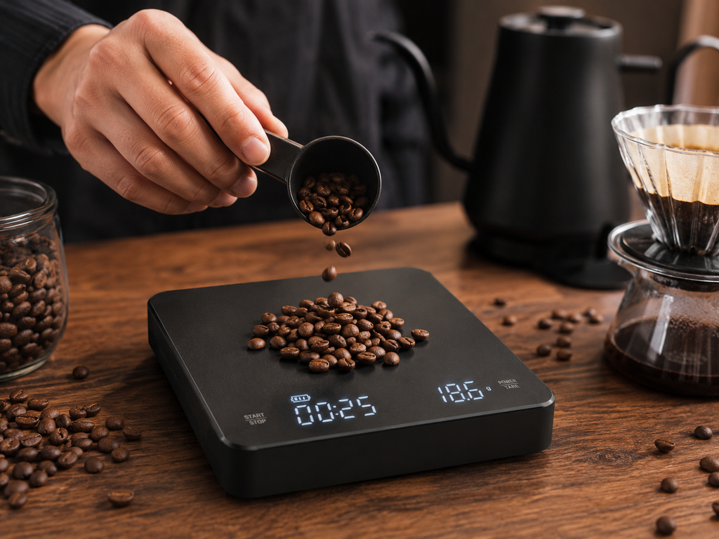 Digital Coffee Scale With Timer, 3kg USB-C Rechargeable Espresso Scale With 0.1g Precision, LED Display And Tare Function