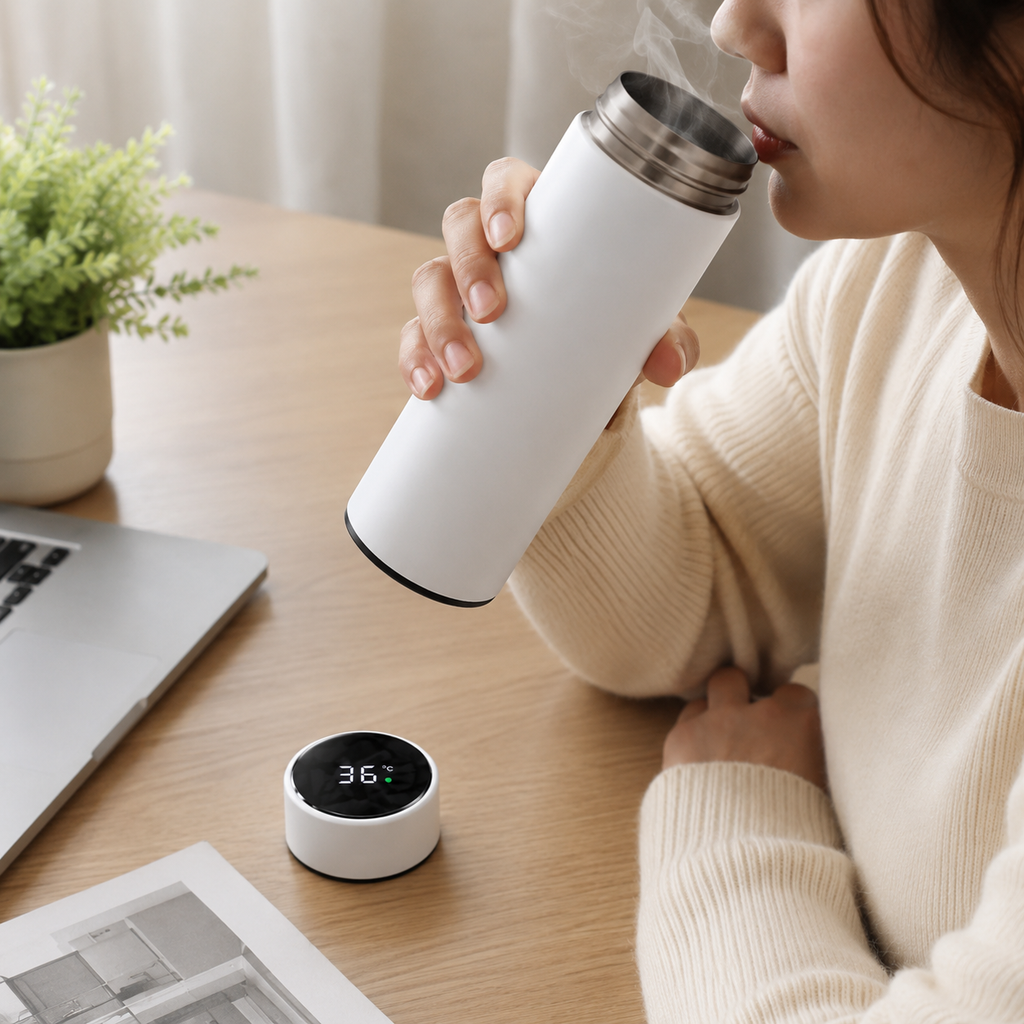 500ml Thermos Bottle, Temperature Display Thermos, Stainless Steel Water Bottle, Vacuum Insulated Bottle, Touch Lid Thermos, Hot And Cold Drinks.