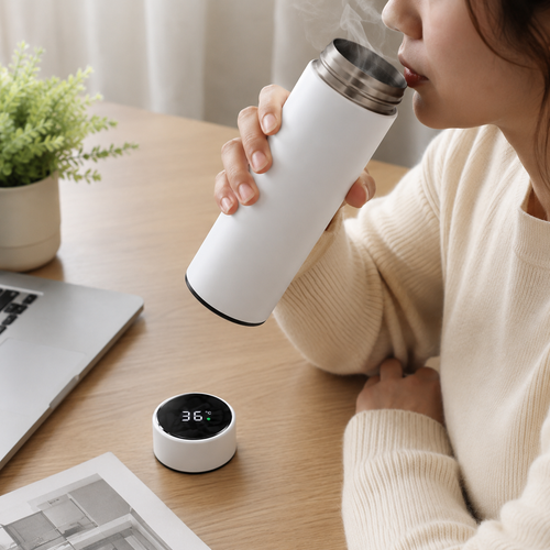 500ml Thermos Bottle, Temperature Display Thermos, Stainless Steel Water Bottle, Vacuum Insulated Bottle, Touch Lid Thermos, Hot And Cold Drinks.