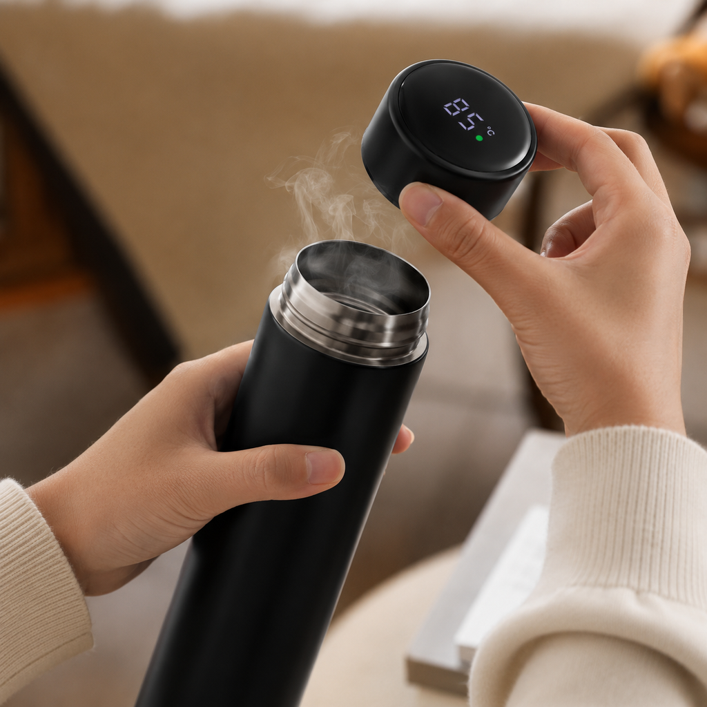 500ml Thermos Bottle, Temperature Display Thermos, Stainless Steel Water Bottle, Vacuum Insulated Bottle, Touch Lid Thermos, Hot And Cold Drinks.