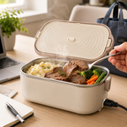 1L Electric Heated Lunch Box, 110V 18W Stainless Steel Food Warmer with Canada-Compatible Plug and 60–65°C Constant Heating