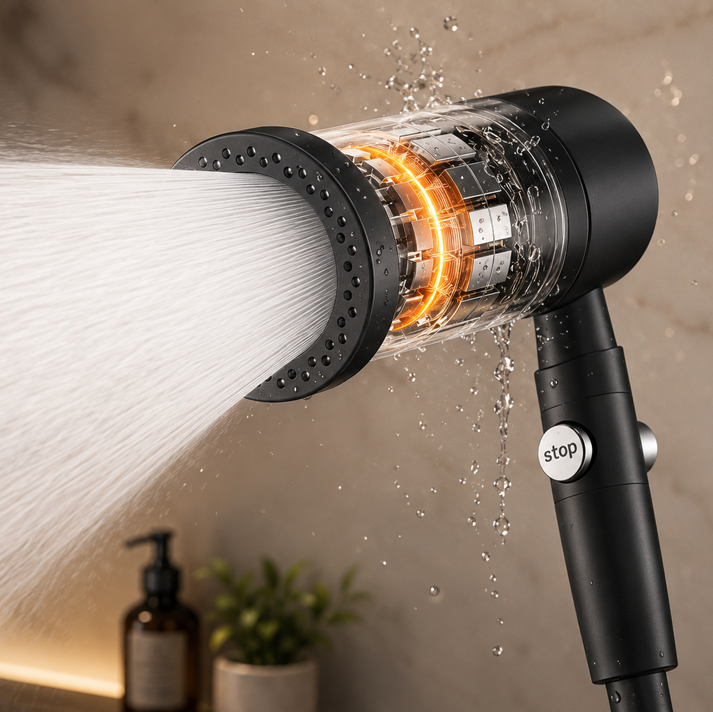 High-Pressure Handheld Shower Head With Filter, Multi-Mode Water-Saving Shower Head With One-Button Stop And G1/2 Connection