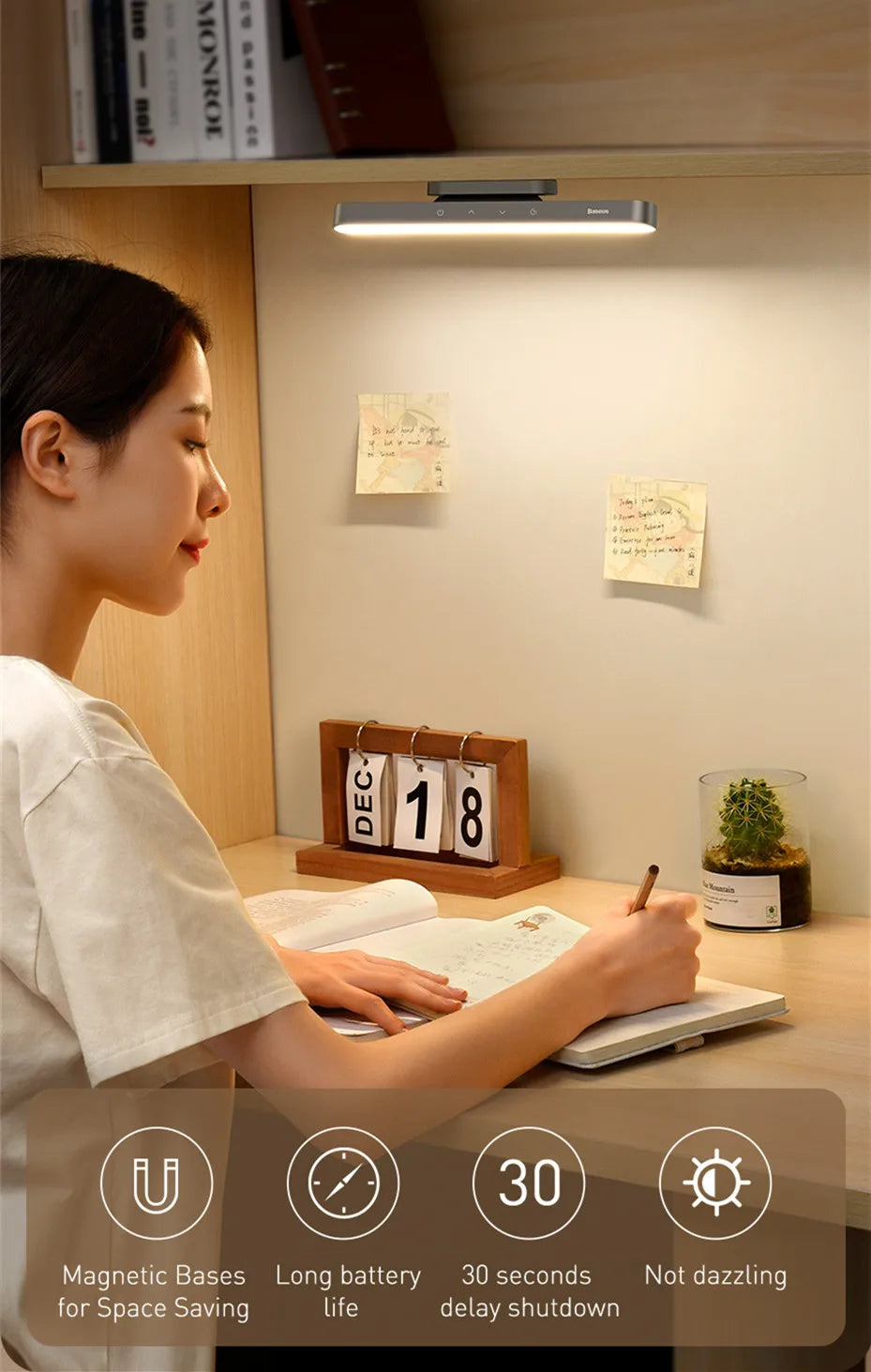 Baseus Magnetic LED Desk Lamp - Rechargeable Cabinet Light