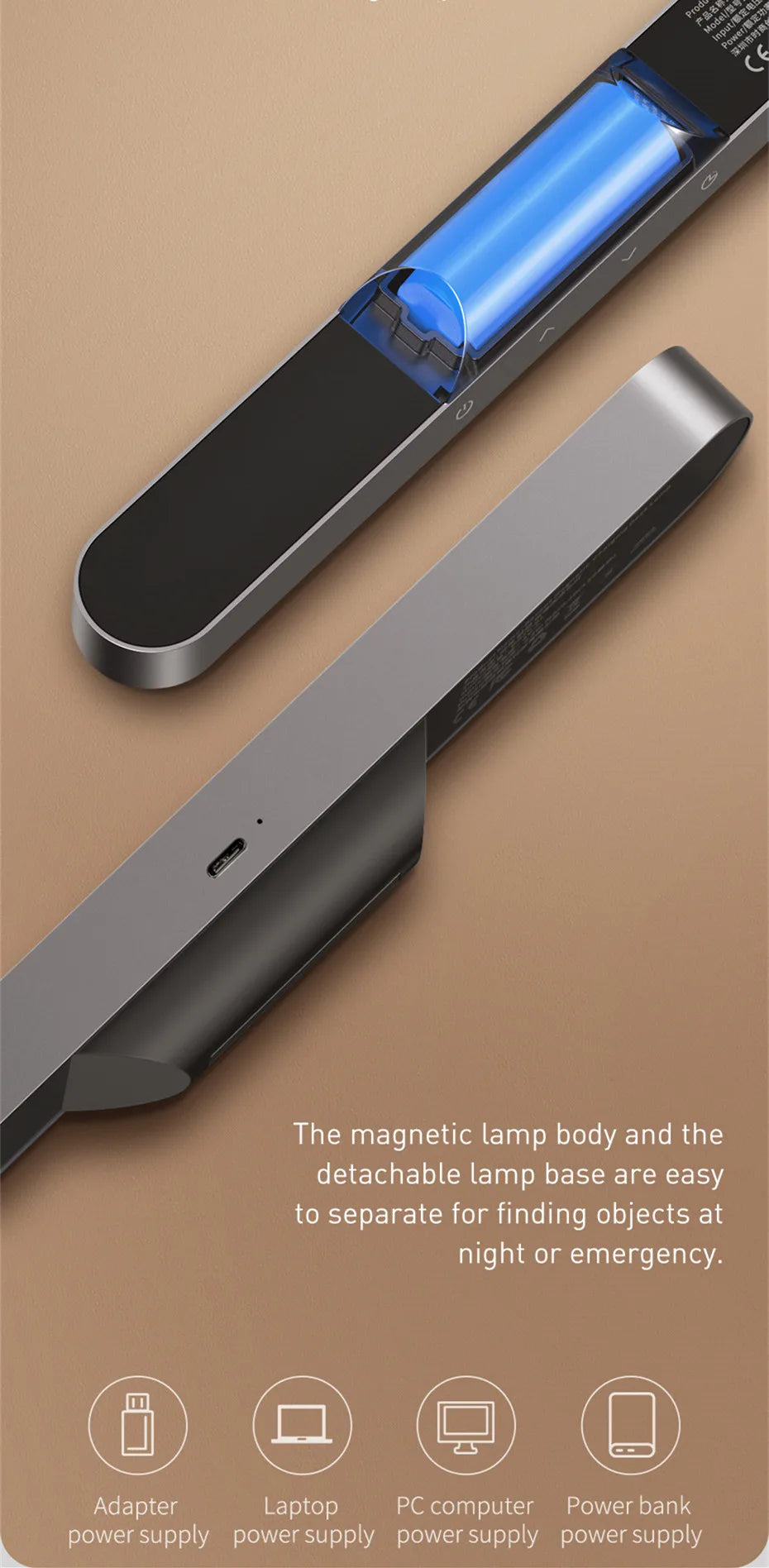 Baseus Magnetic LED Desk Lamp - Rechargeable Cabinet Light