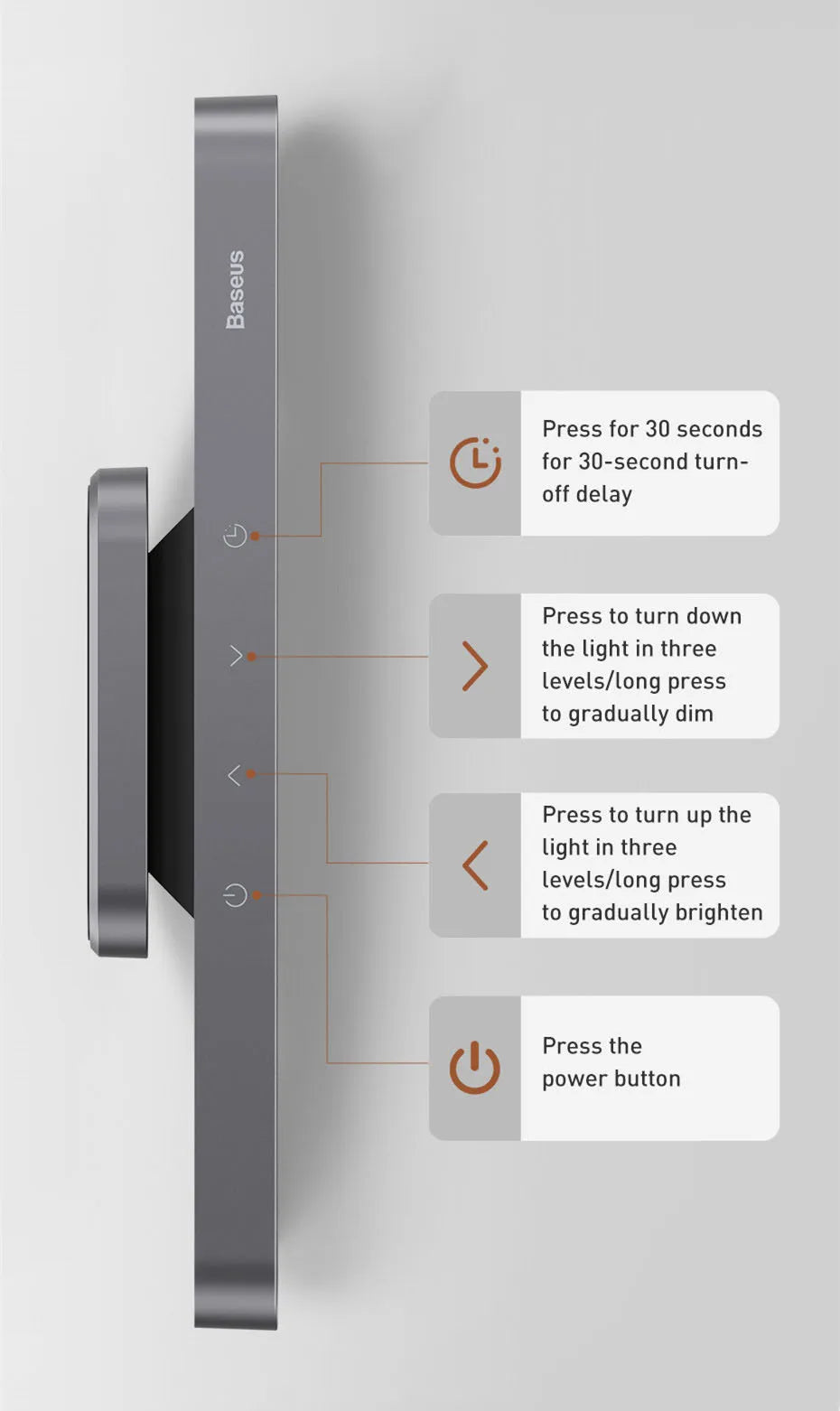 Baseus Magnetic LED Desk Lamp - Rechargeable Cabinet Light