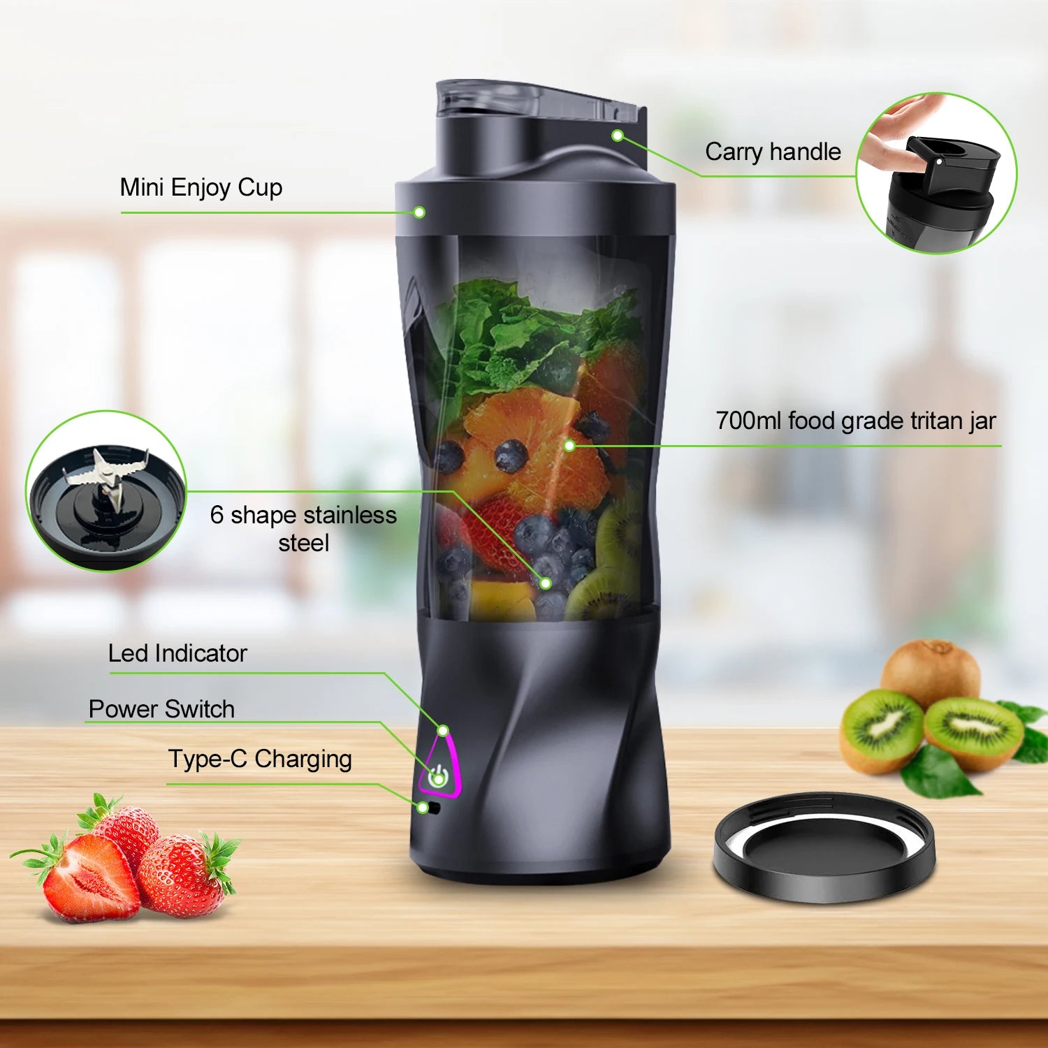 Portable USB Juicer Blender - 700ml