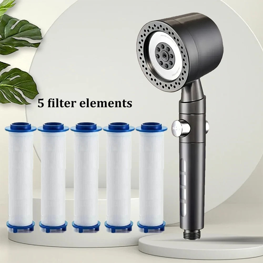 High Pressure Filter Shower Head – 5 Modes, One-Button Stop