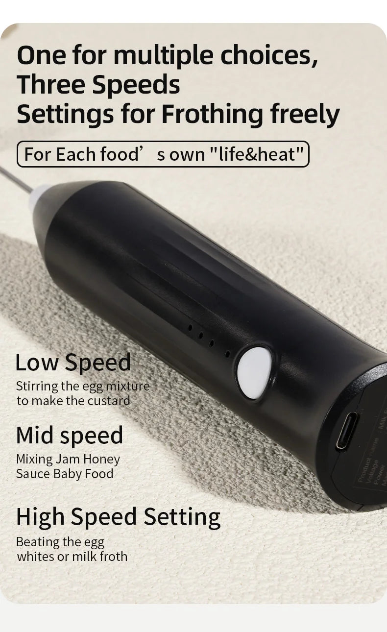 USB Rechargeable Milk Frother & Egg Beater
