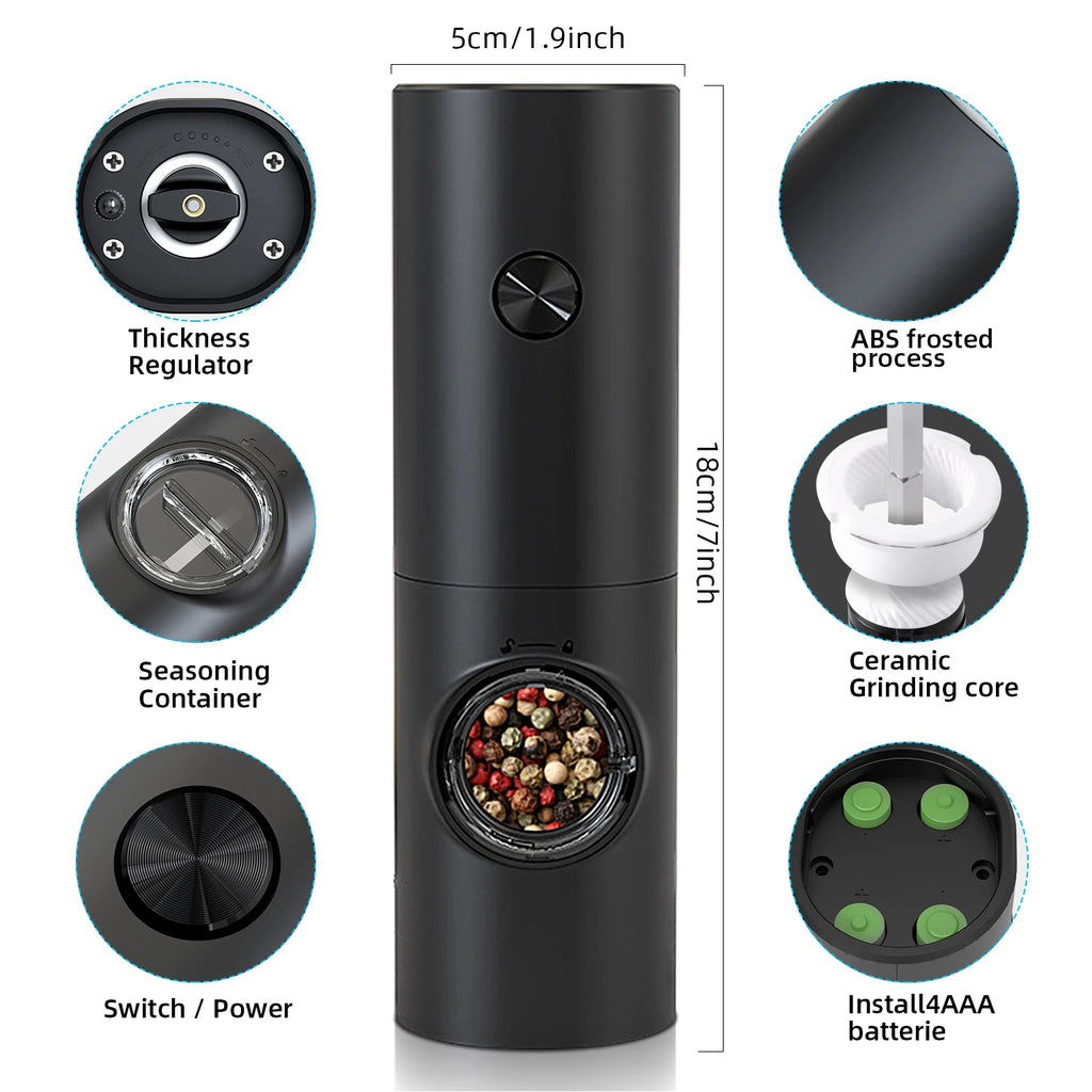Electric Salt & Pepper Grinder Set - LED Adjustable