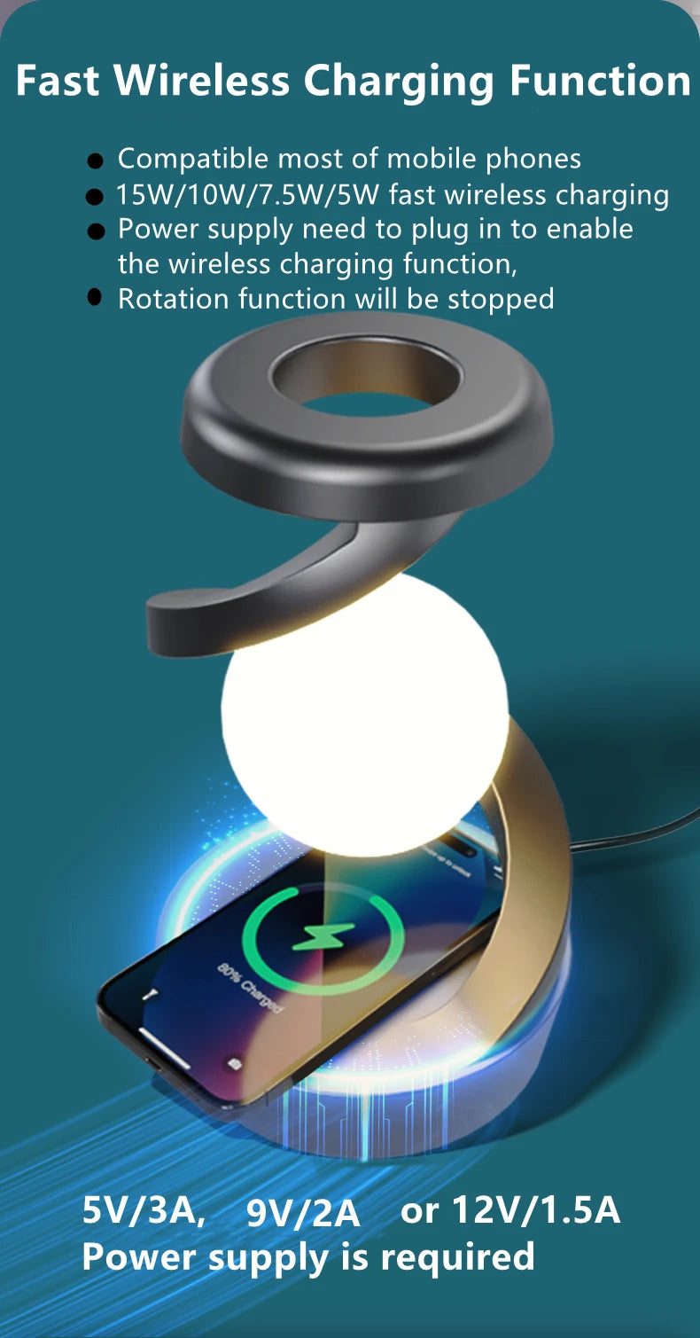 Floating RGB Table Lamp - 15W Wireless Charger