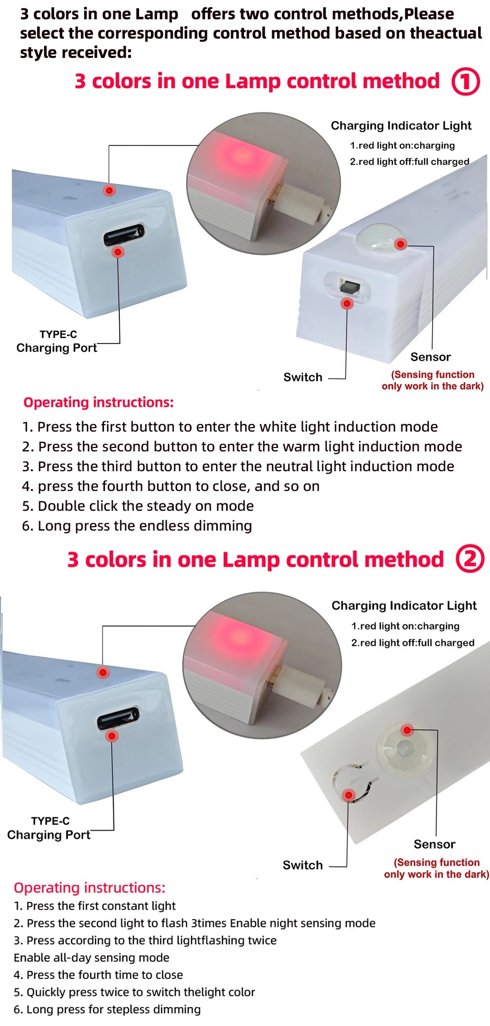 USB-C Motion Sensor Night Light - Rechargeable LED