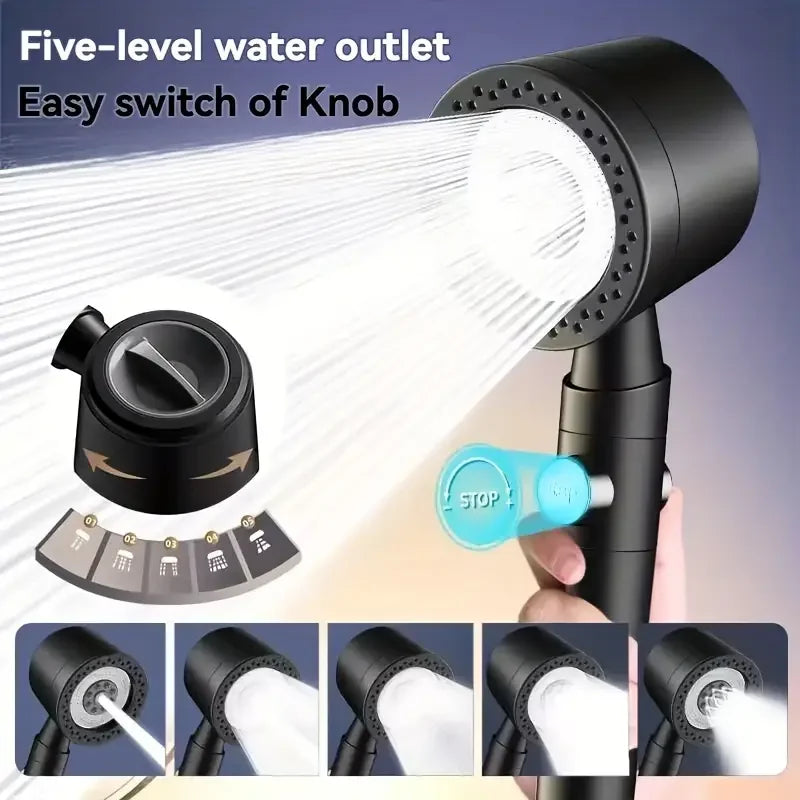 High Pressure Filter Shower Head – 5 Modes, One-Button Stop