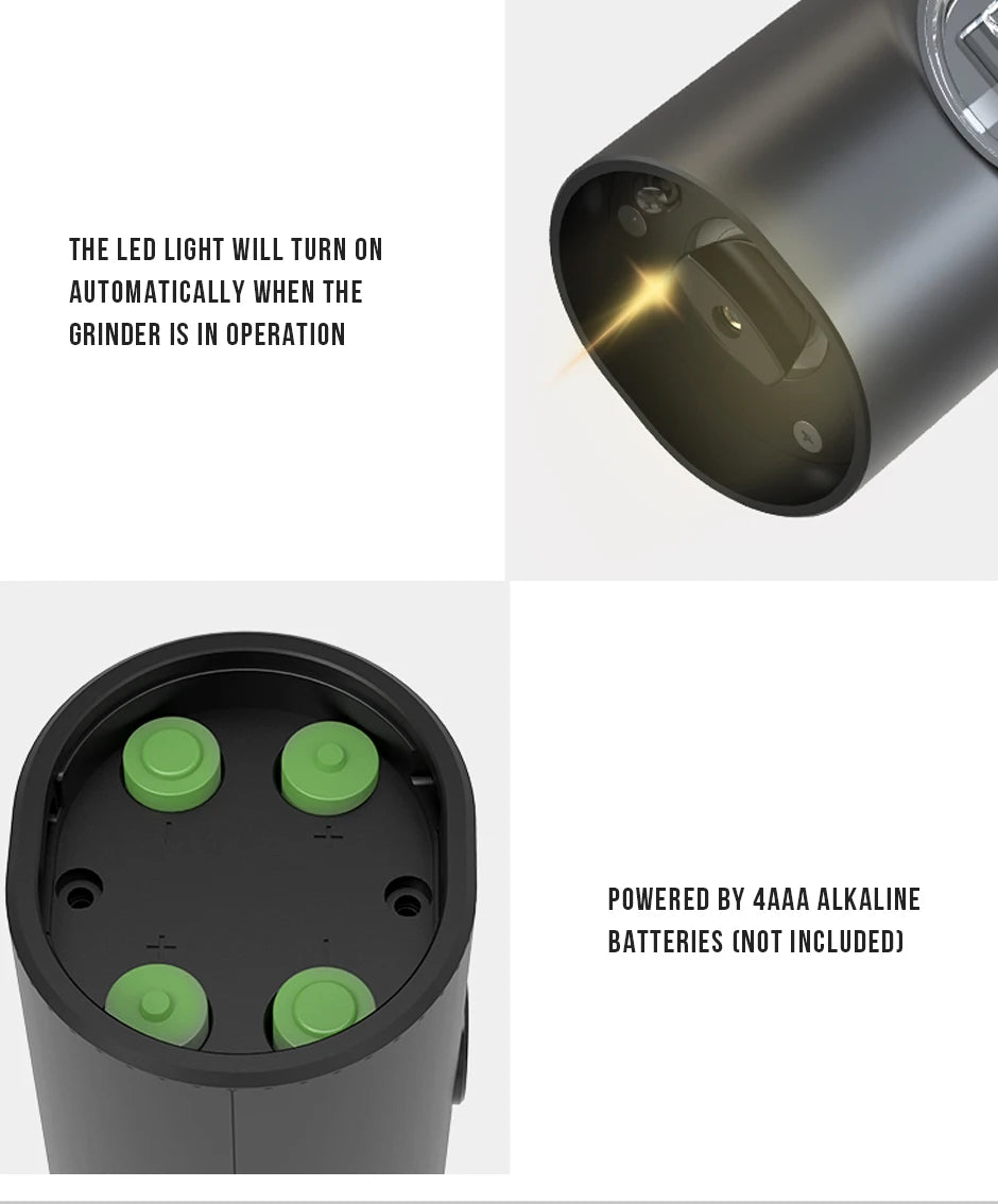 Electric Salt & Pepper Grinder Set - LED Adjustable