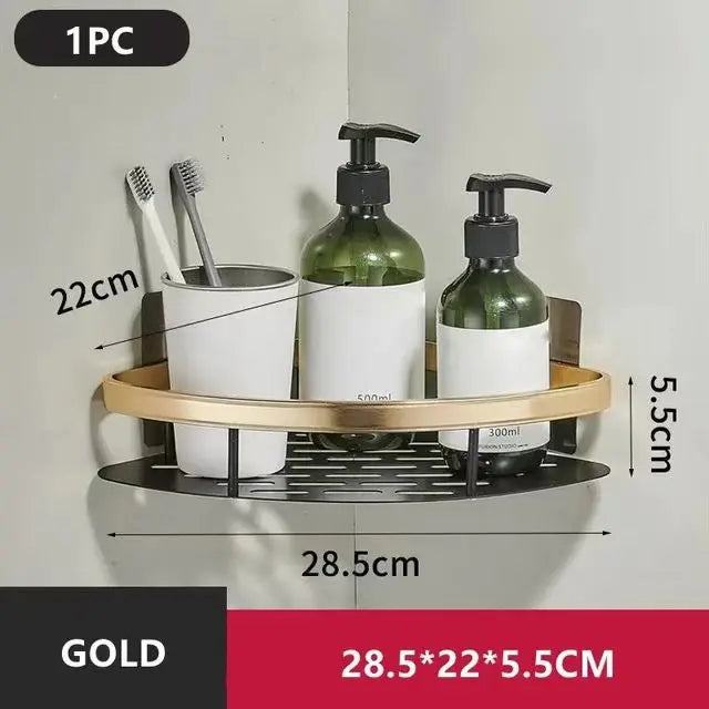 Drill-Free Shower Corner Shelf - Aluminum Rack