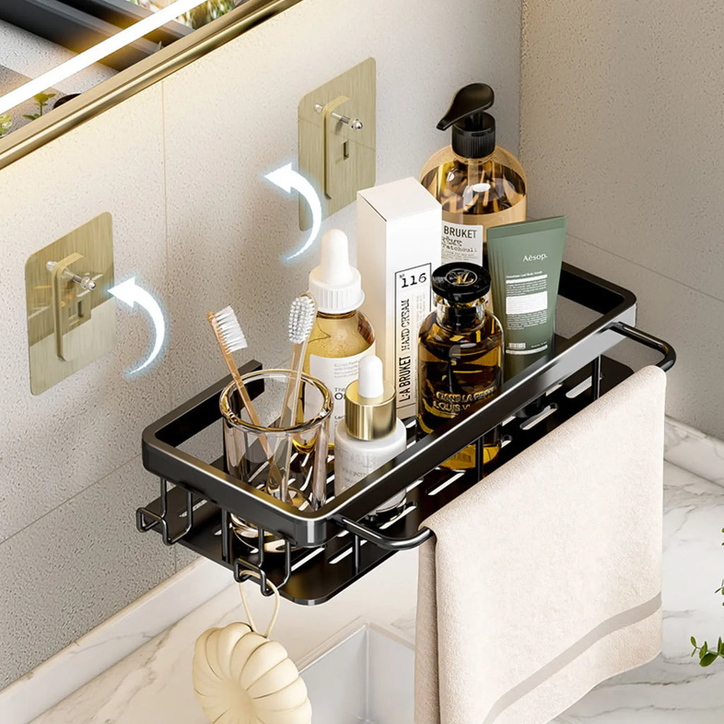 Drill-Free Shower Corner Shelf - Aluminum Rack