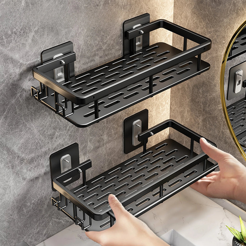 Drill-Free Shower Corner Shelf - Aluminum Rack