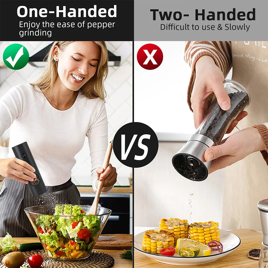 Electric Salt & Pepper Grinder Set - LED Adjustable