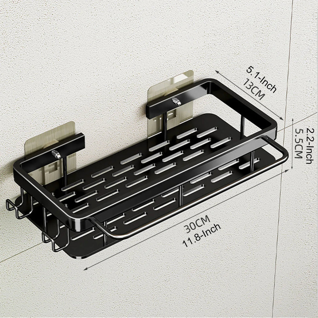 Drill-Free Shower Corner Shelf - Aluminum Rack