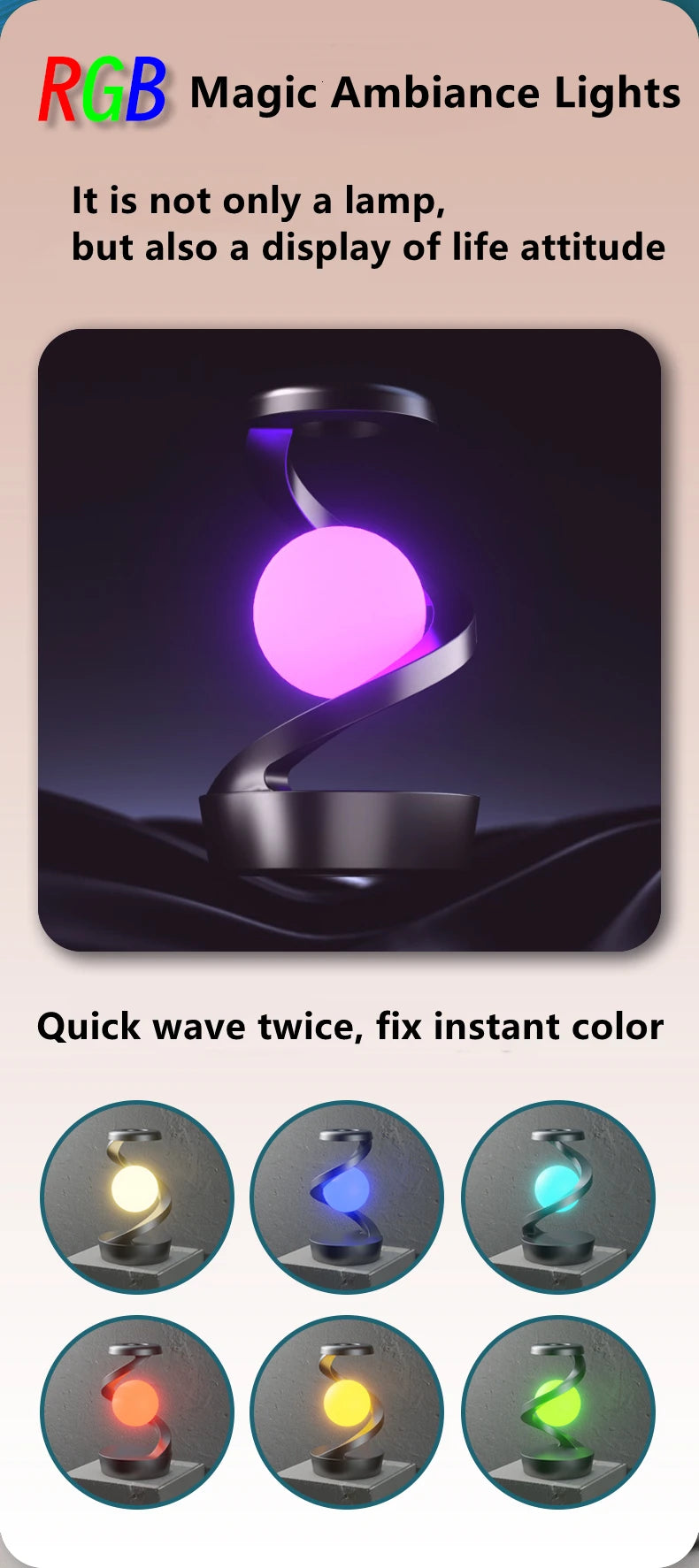 Floating RGB Table Lamp - 15W Wireless Charger