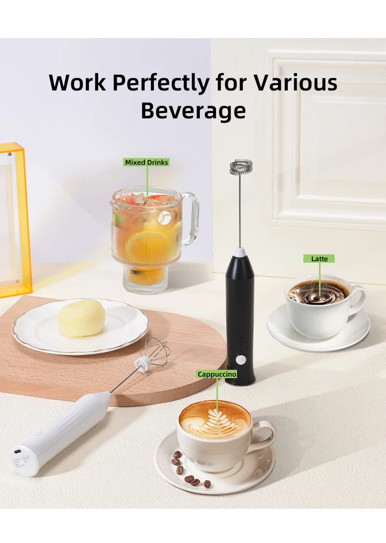 USB Rechargeable Milk Frother & Egg Beater