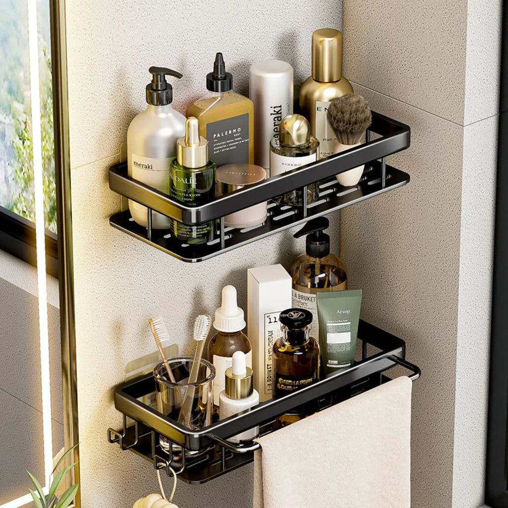 Drill-Free Shower Corner Shelf - Aluminum Rack