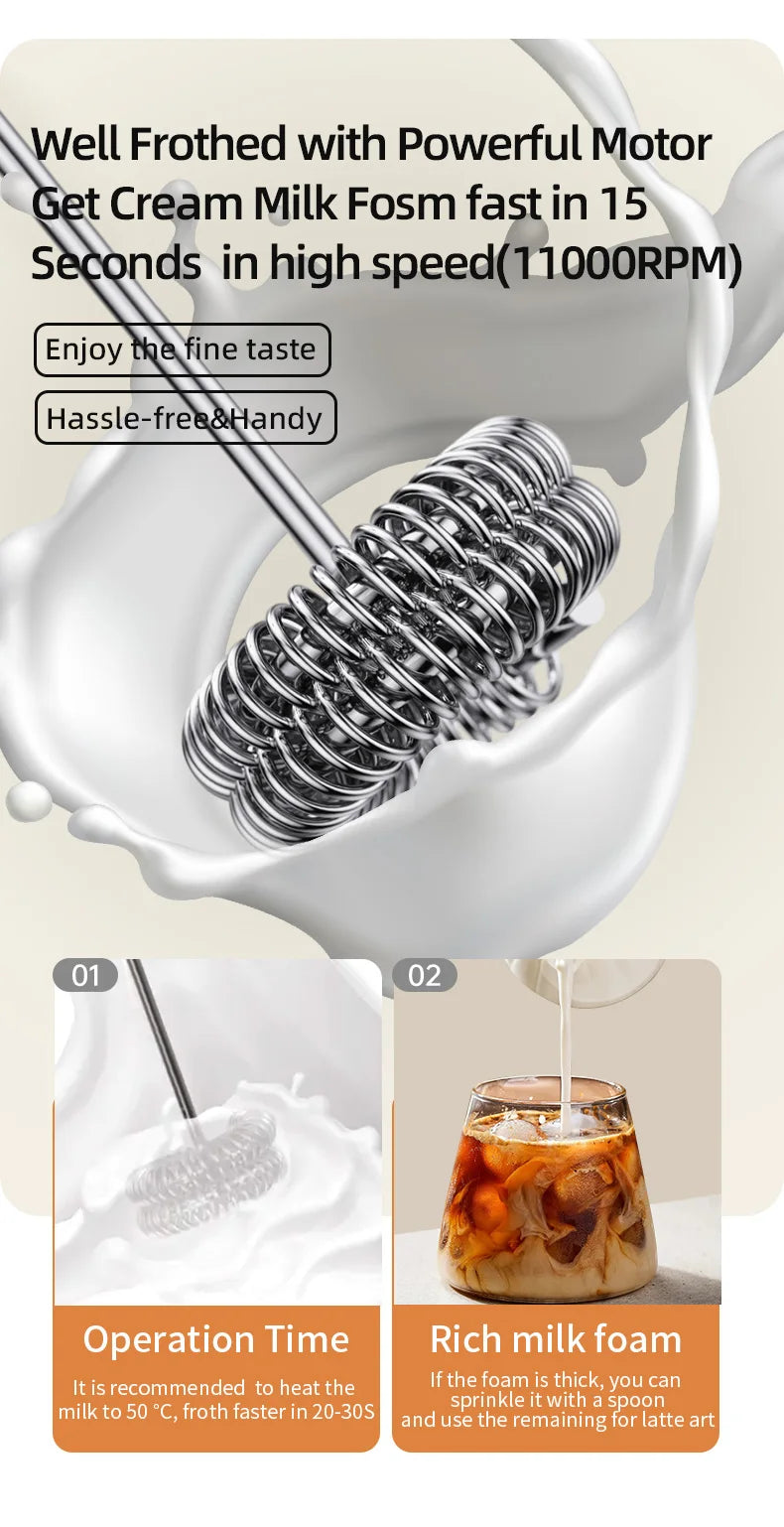USB Rechargeable Milk Frother & Egg Beater