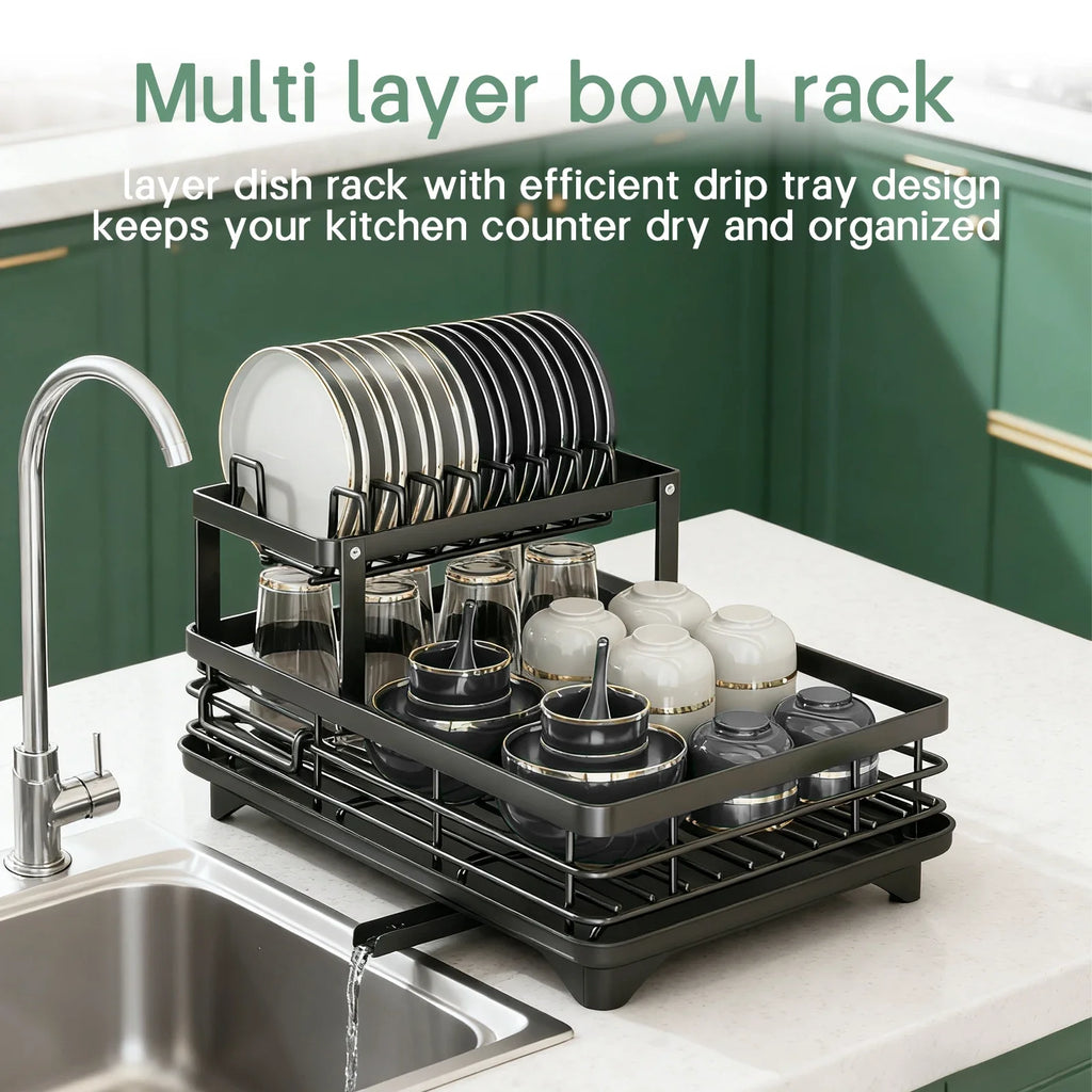 2-Tier Dish Drying Rack - Knife & Cup Holder