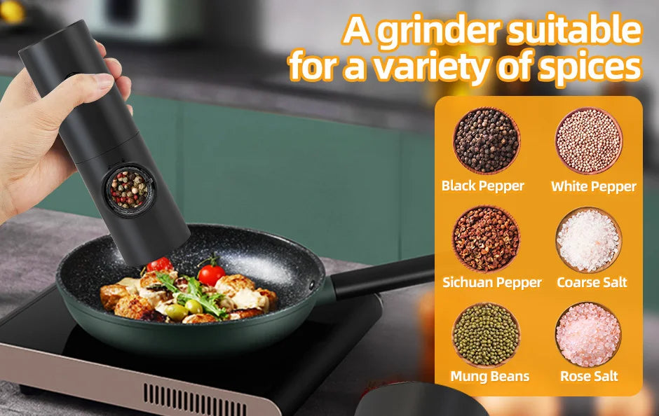 Electric Salt & Pepper Grinder Set - LED Adjustable