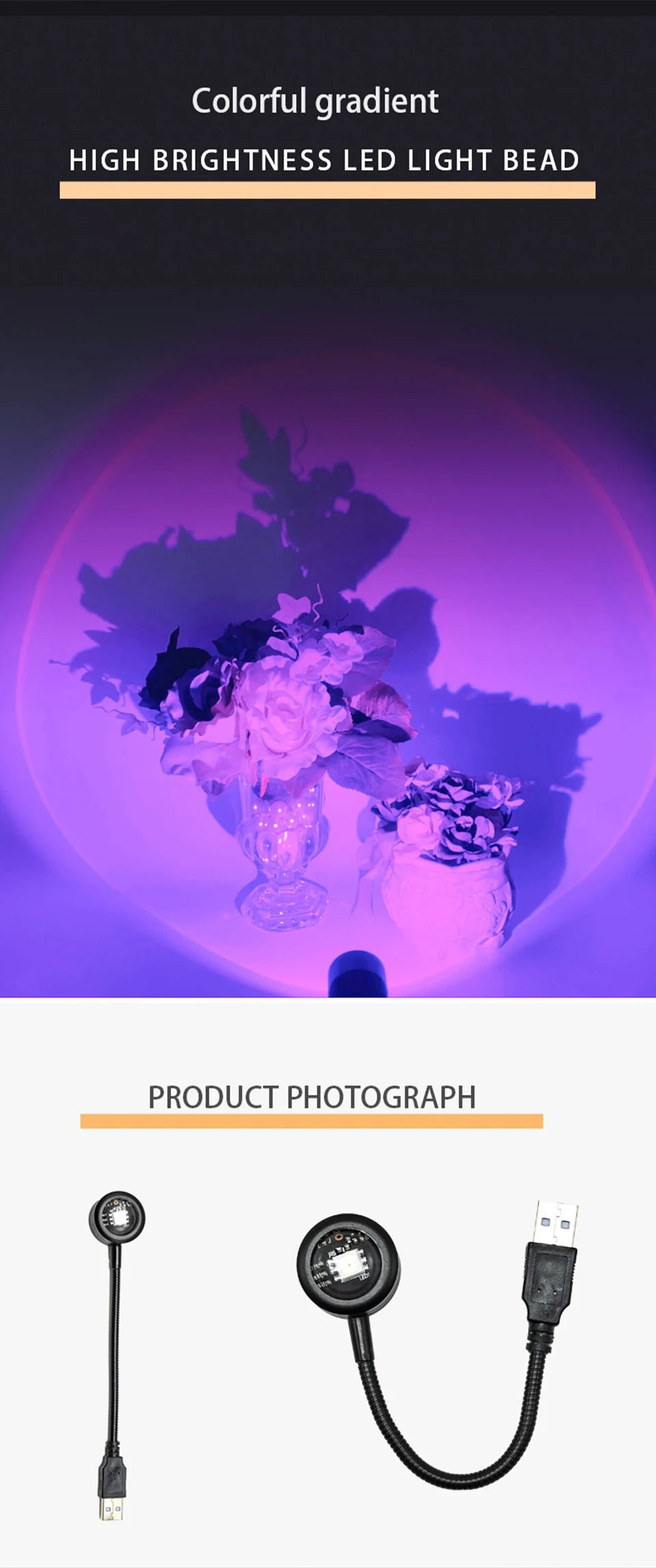 LED Sunset Projector Lamp - USB Mood Light