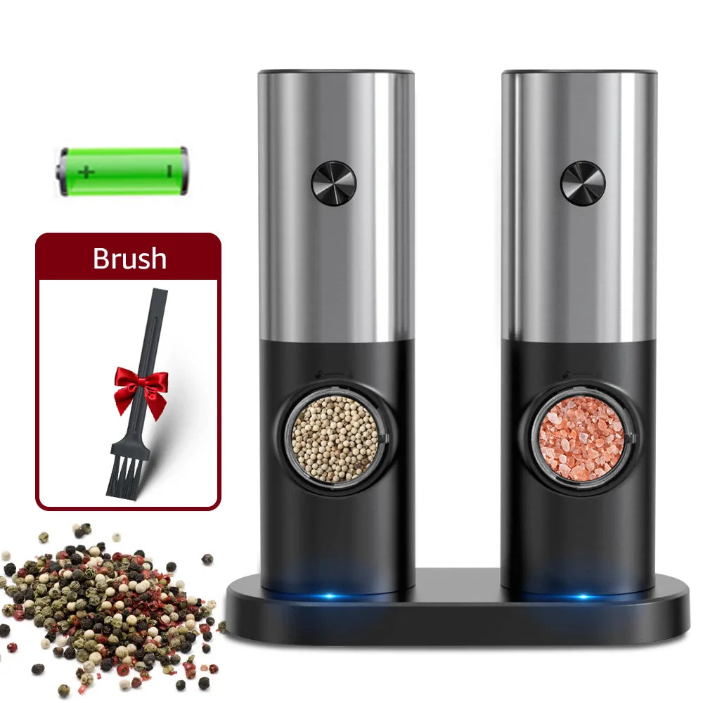 Electric Salt & Pepper Grinder Set - LED Adjustable