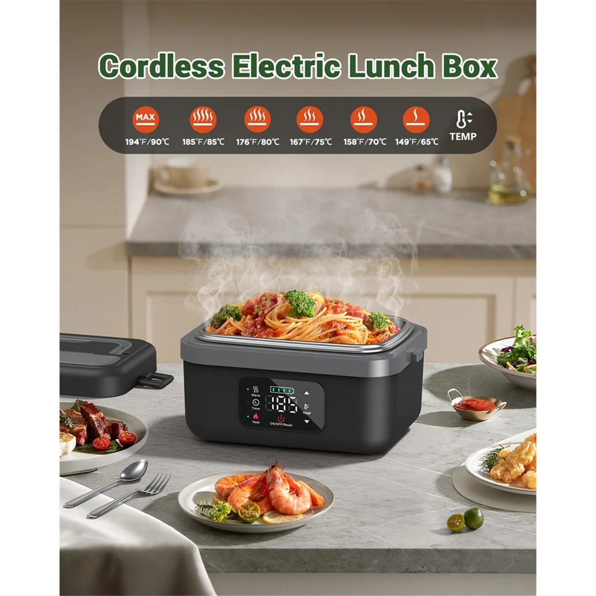 Cordless Electric Lunch Box - 16000mAh Food Warmer