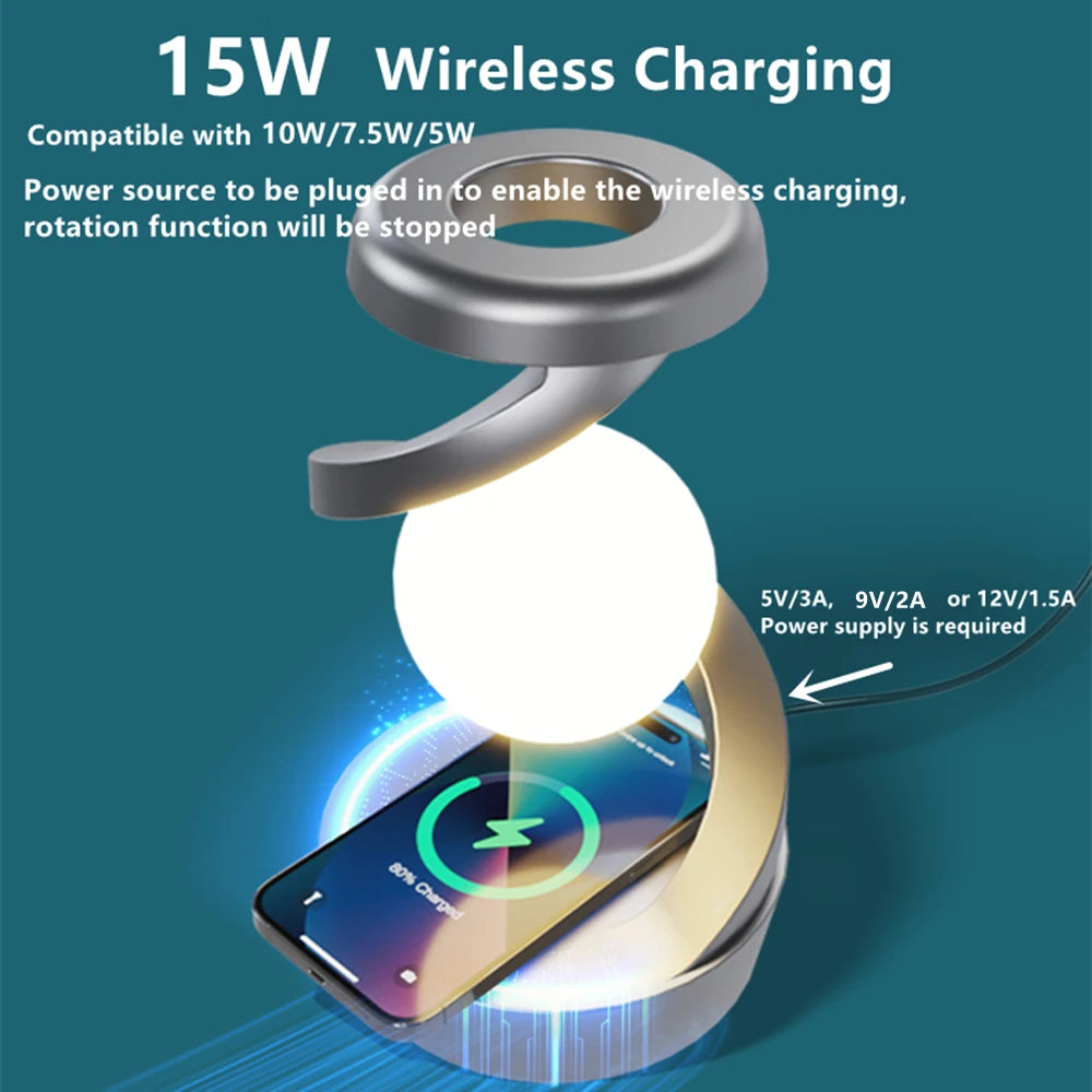 Floating RGB Table Lamp - 15W Wireless Charger