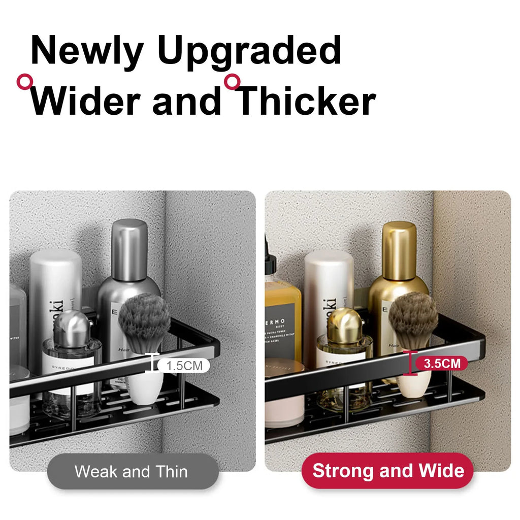 Drill-Free Shower Corner Shelf - Aluminum Rack