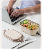 1L Electric Heated Lunch Box, 110V 18W Stainless Steel Food Warmer with Canada-Compatible Plug and 60–65°C Constant Heating