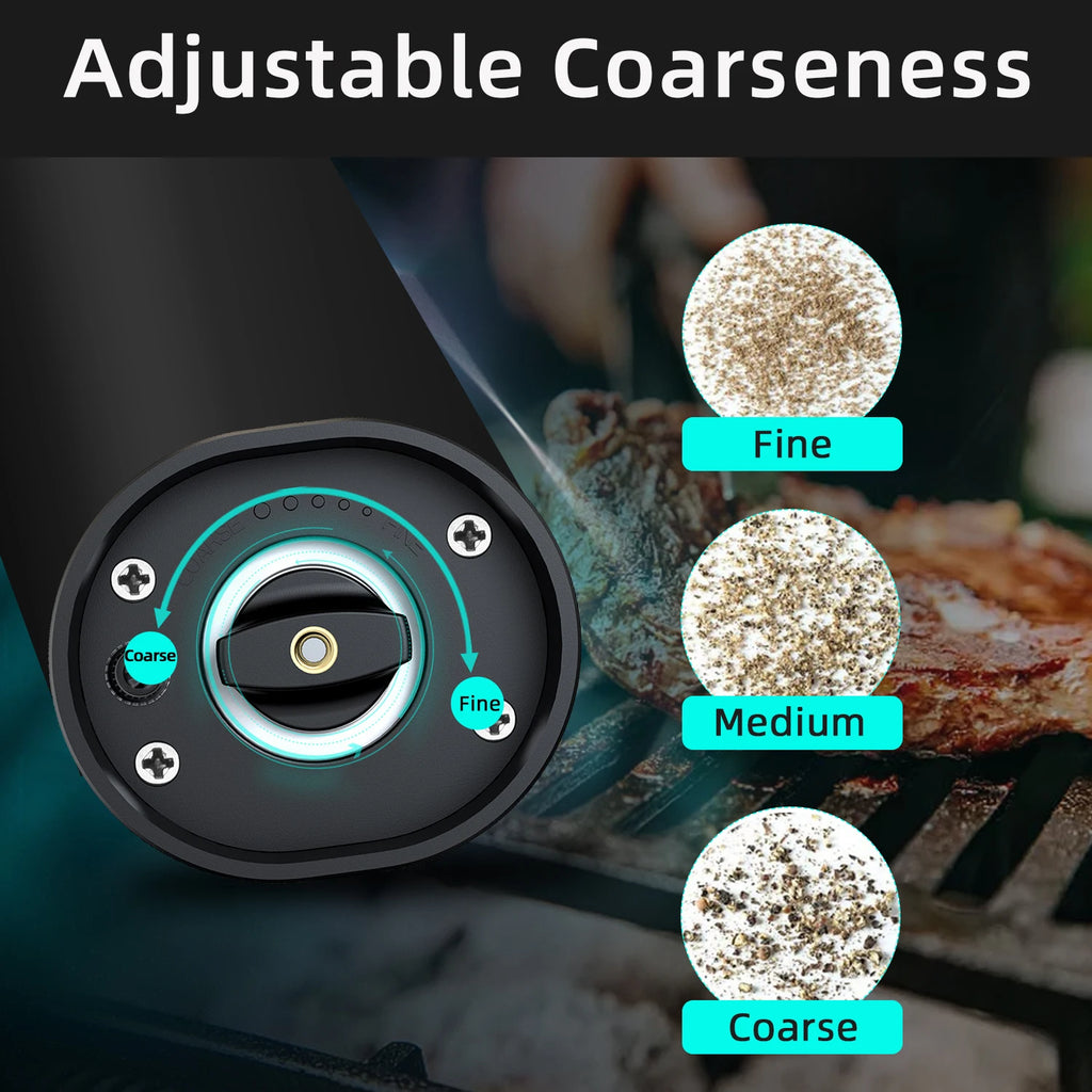 Electric Salt & Pepper Grinder Set - LED Adjustable