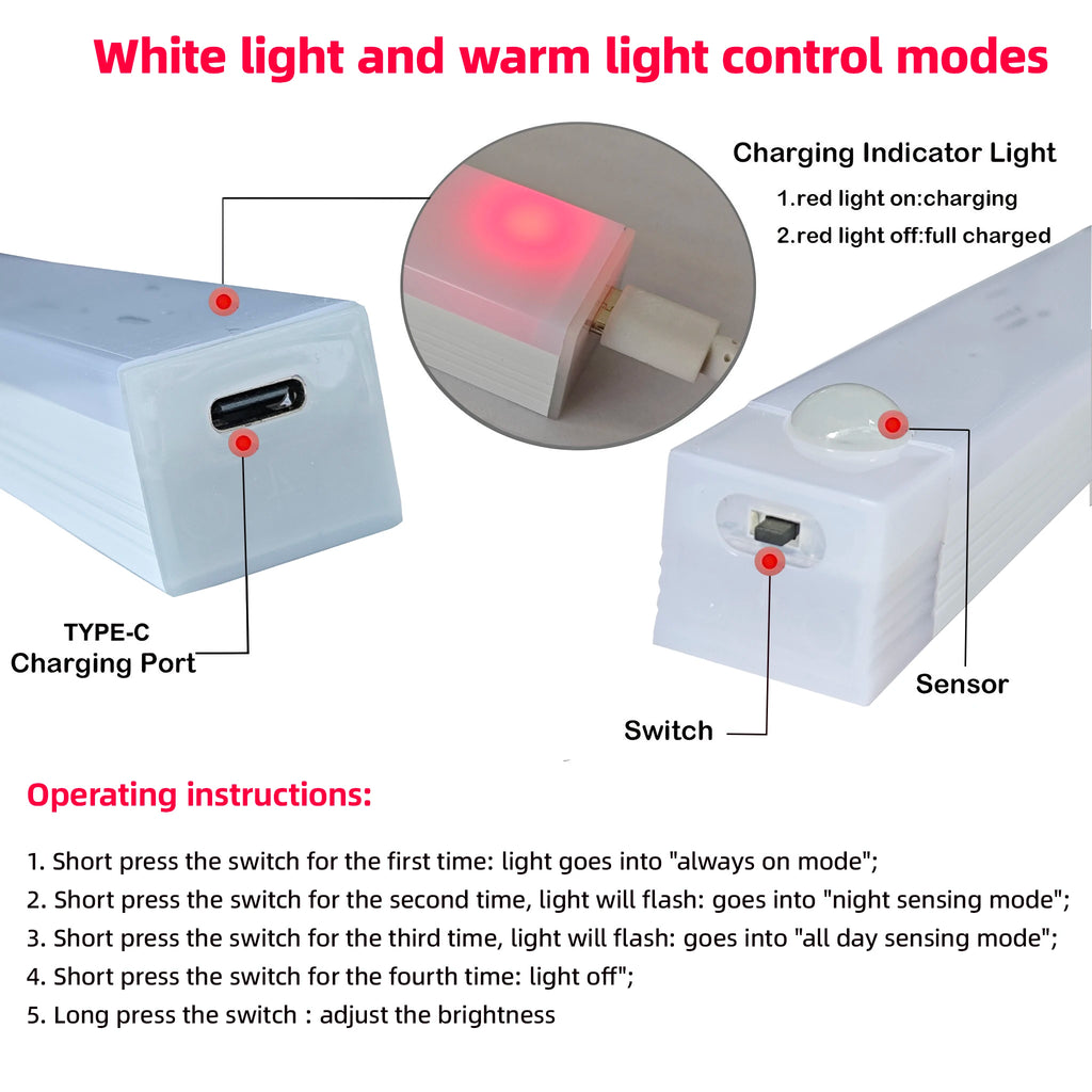USB-C Motion Sensor Night Light - Rechargeable LED