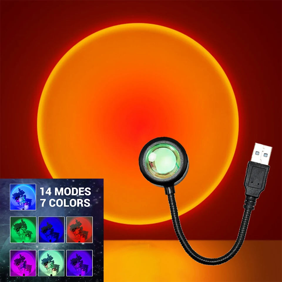 LED Sunset Projector Lamp - USB Mood Light