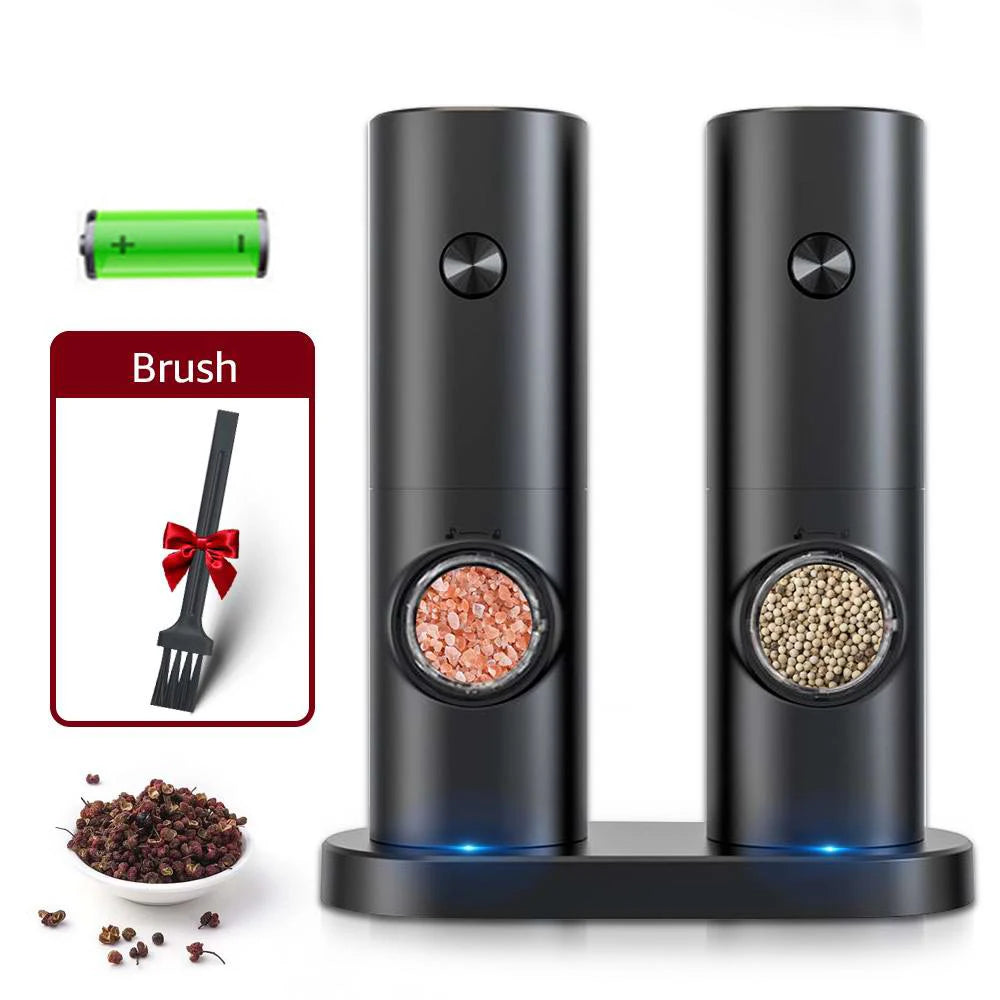 Electric Salt & Pepper Grinder Set - LED Adjustable