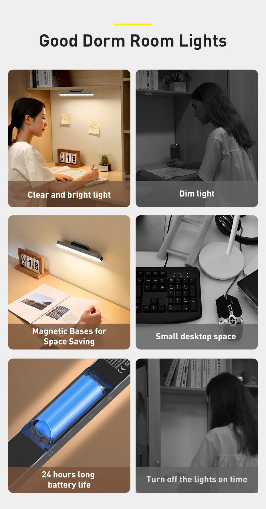Baseus Magnetic LED Desk Lamp - Rechargeable Cabinet Light