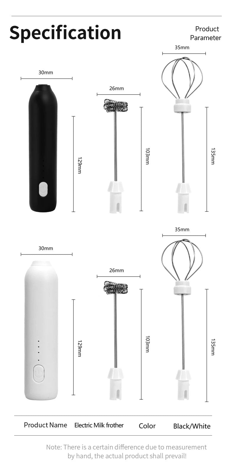 USB Rechargeable Milk Frother & Egg Beater