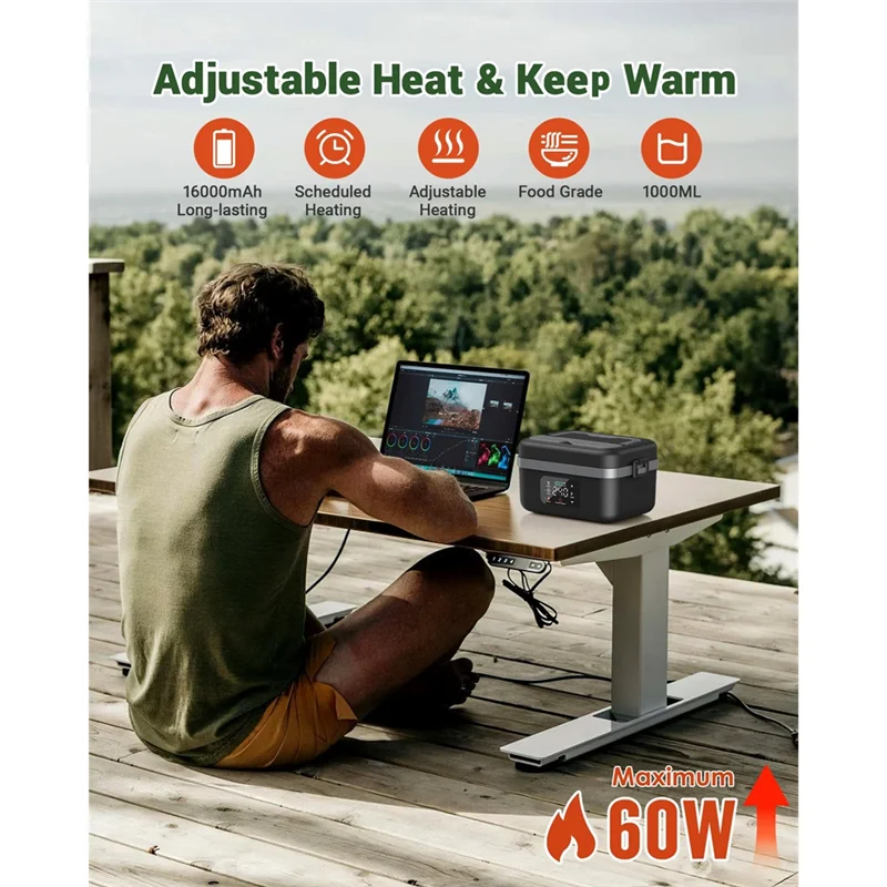Cordless Electric Lunch Box - 16000mAh Food Warmer