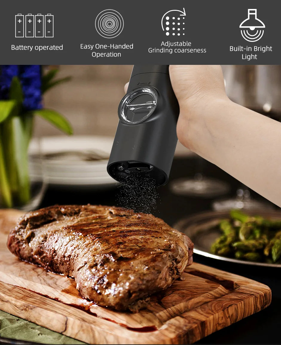 Electric Salt & Pepper Grinder Set - LED Adjustable
