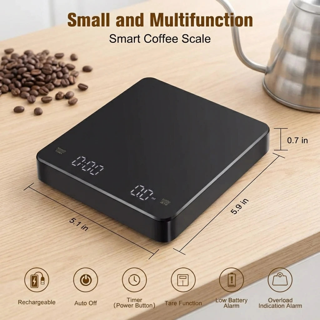 USB Digital Coffee Scale LED – 0.1g Precision with Timer