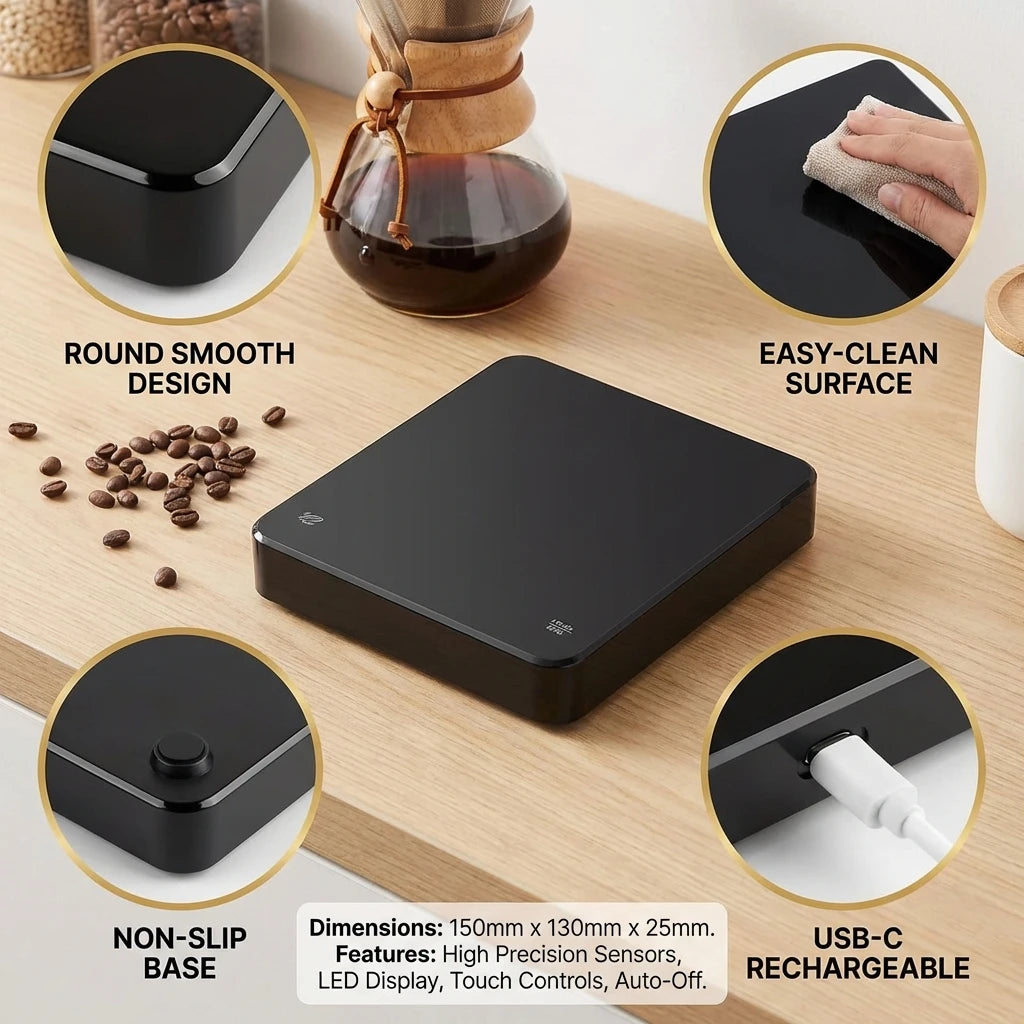 USB Digital Coffee Scale LED – 0.1g Precision with Timer
