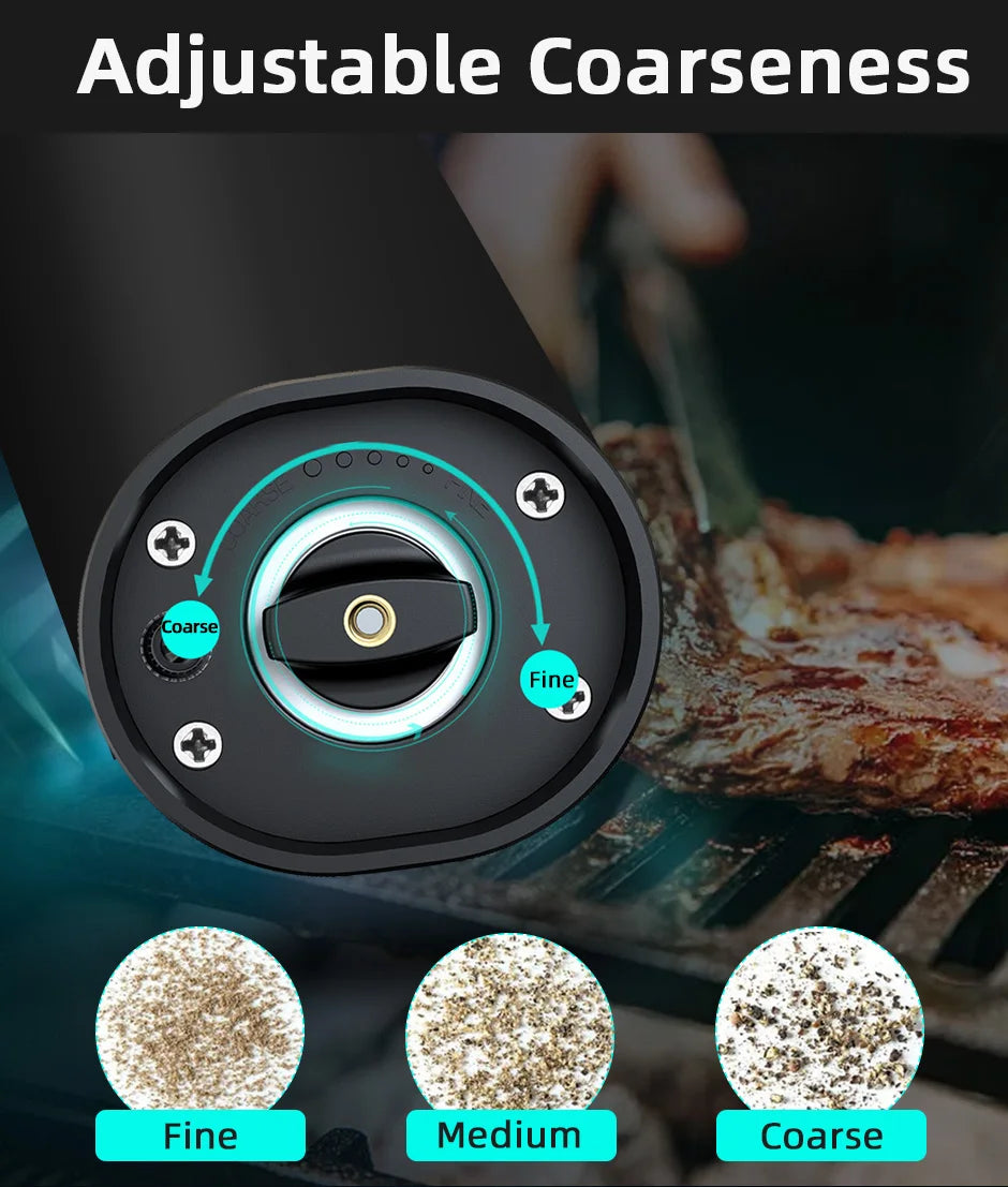 Electric Salt & Pepper Grinder Set - LED Adjustable