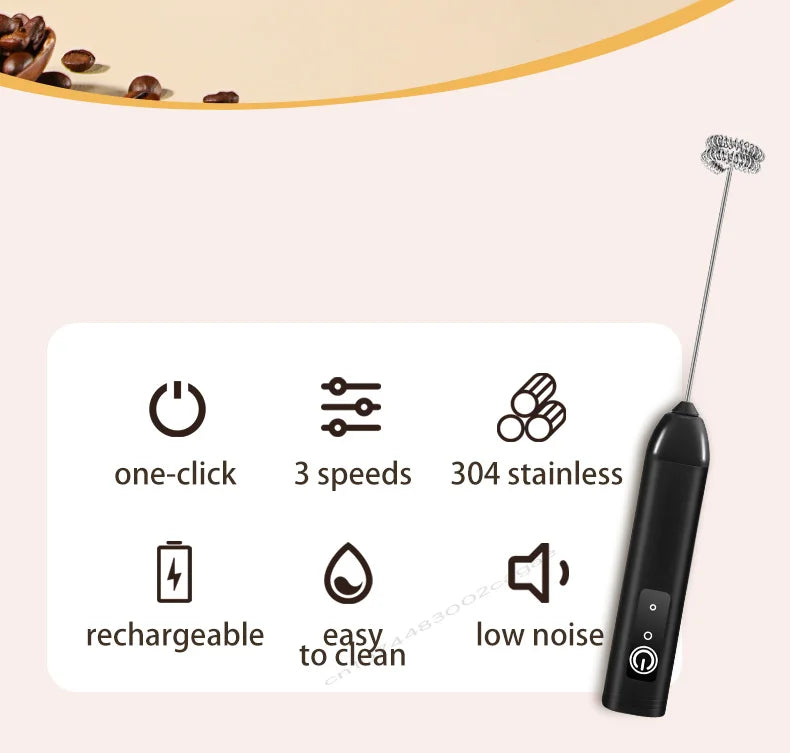 USB Rechargeable Milk Frother & Egg Beater
