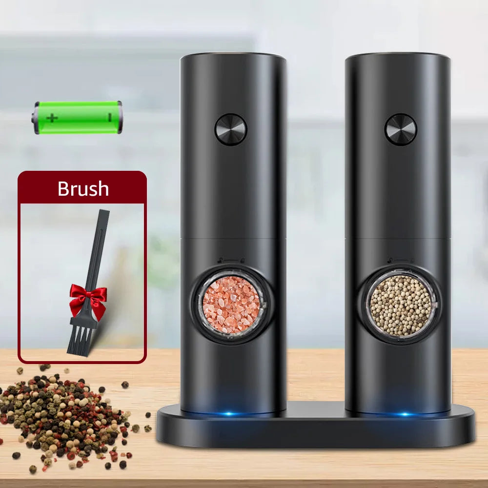 Electric Salt & Pepper Grinder Set - LED Adjustable